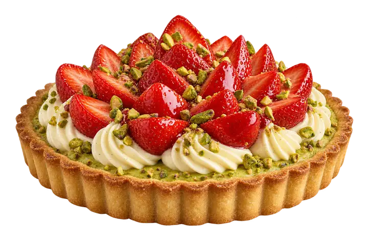 Strawberry pistachio tart in the fictional café’s Friday-special preview